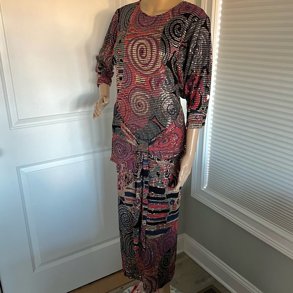 Vintage Janine Metallic Open Back Dress Medium